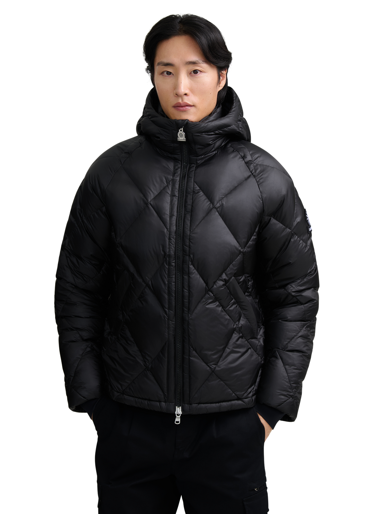 Diamond Quilted Down Jacket - Black