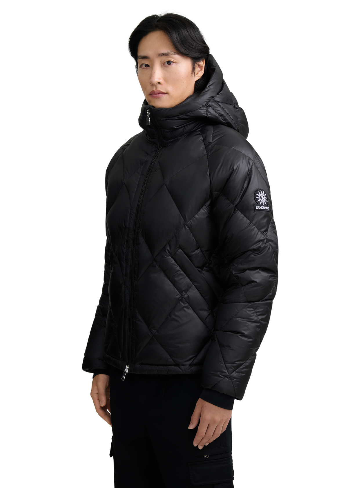 Diamond Quilted Down Jacket - Black