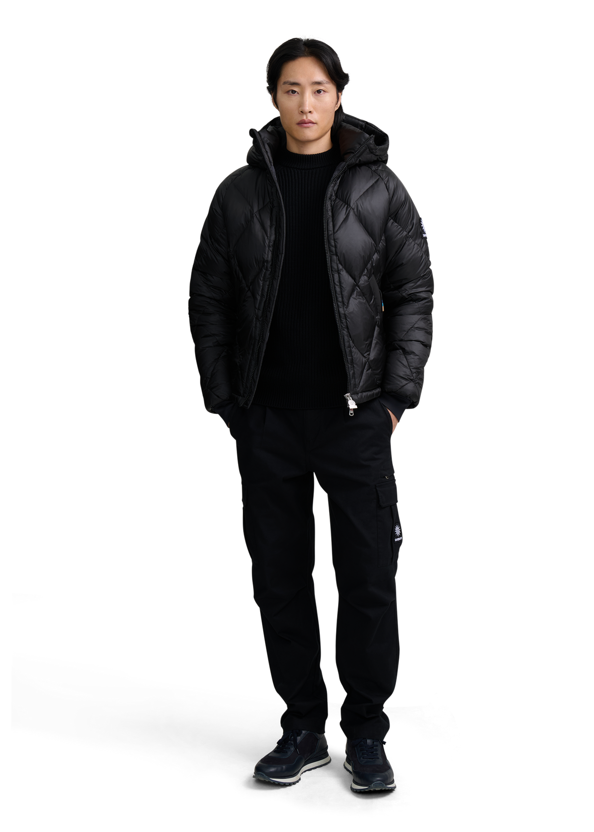 Diamond Quilted Down Jacket - Black