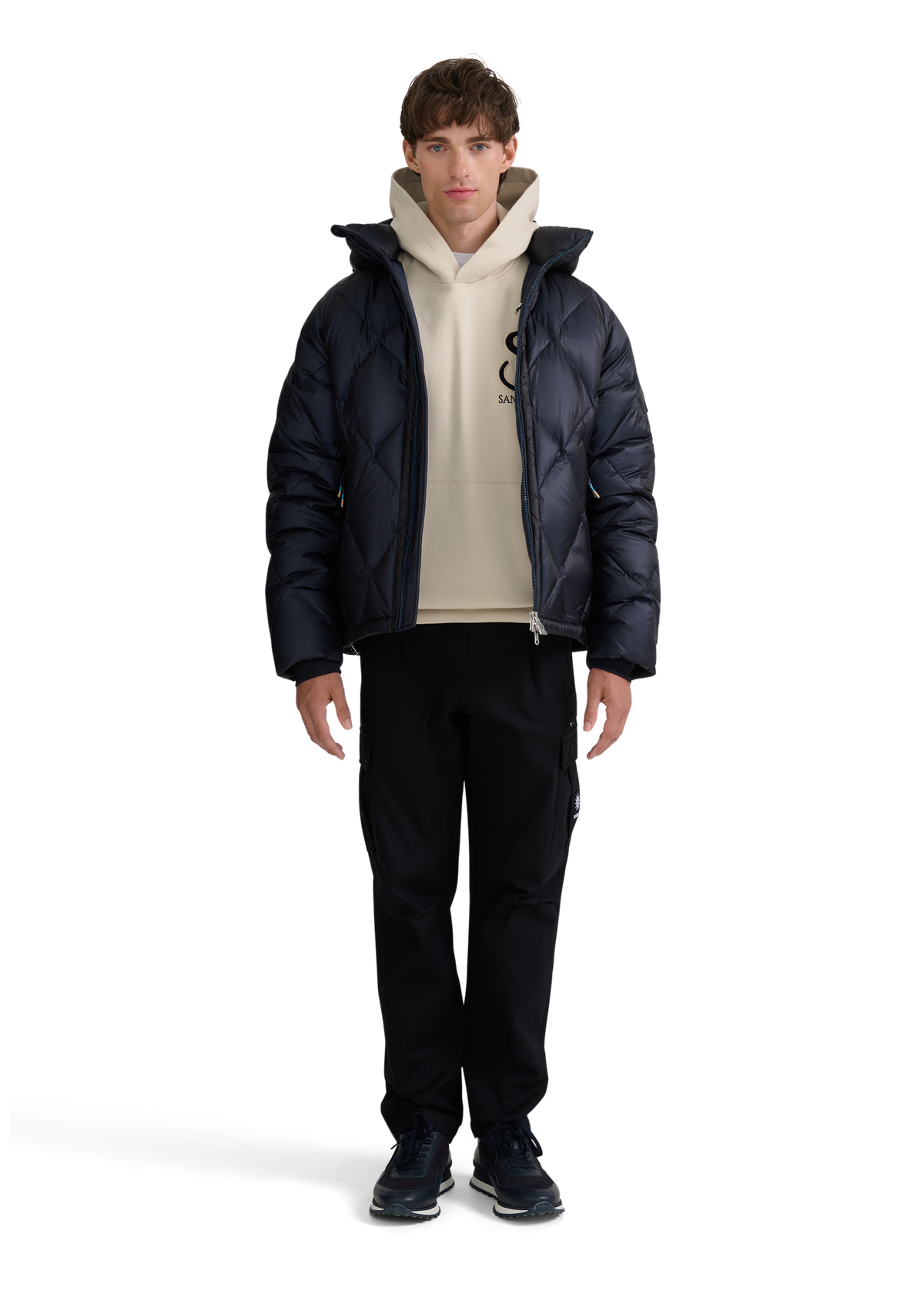 Diamond Quilted Down Jacket - Navy