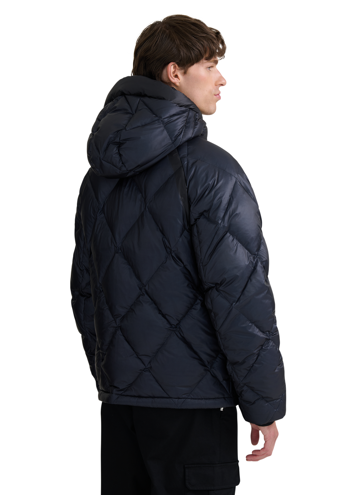 Diamond Quilted Down Jacket - Navy