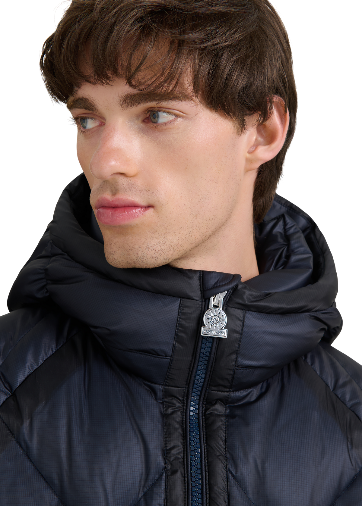 Diamond Quilted Down Jacket - Navy