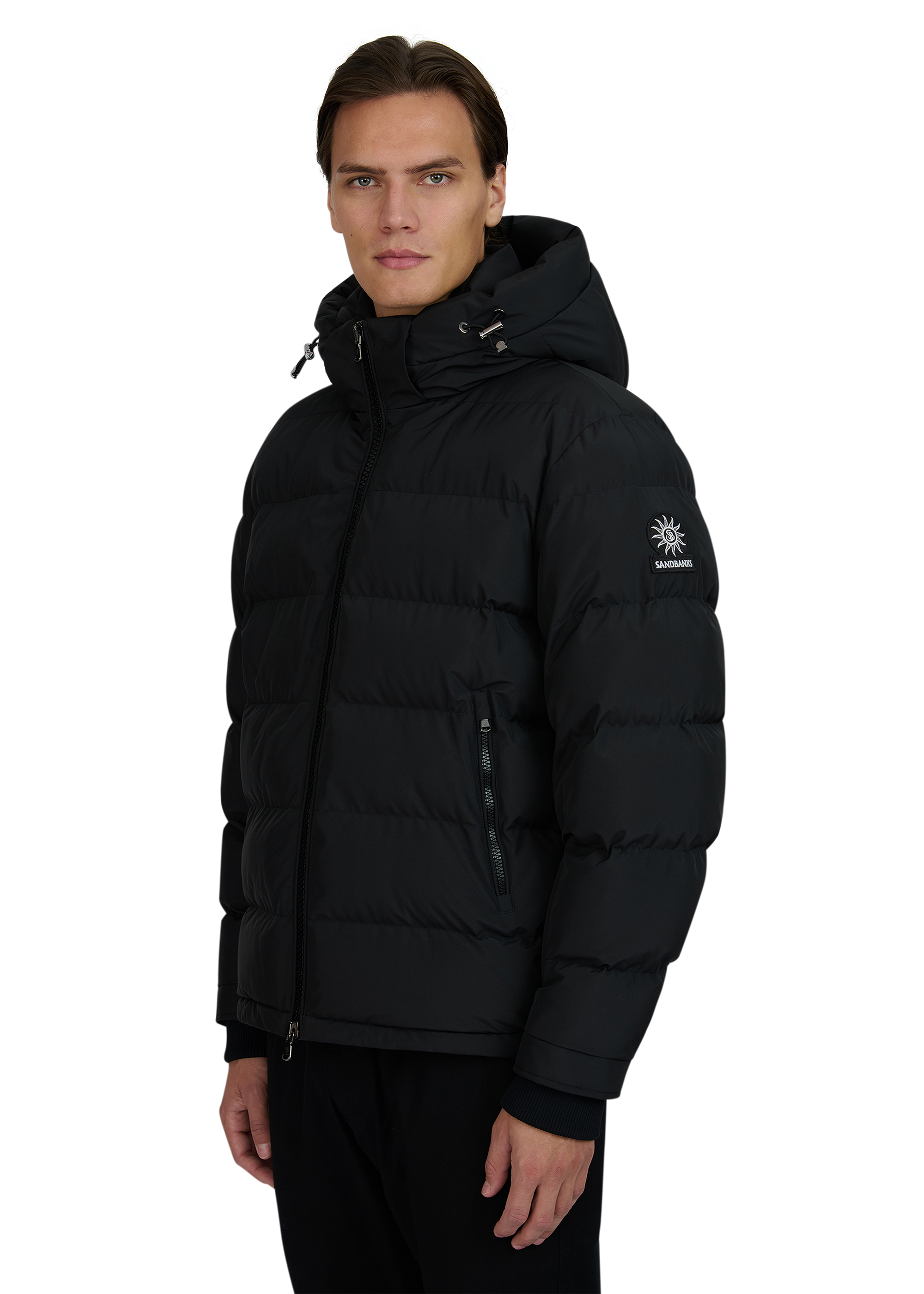 Sandbanks Banks Tri-Colour Puffer - Black