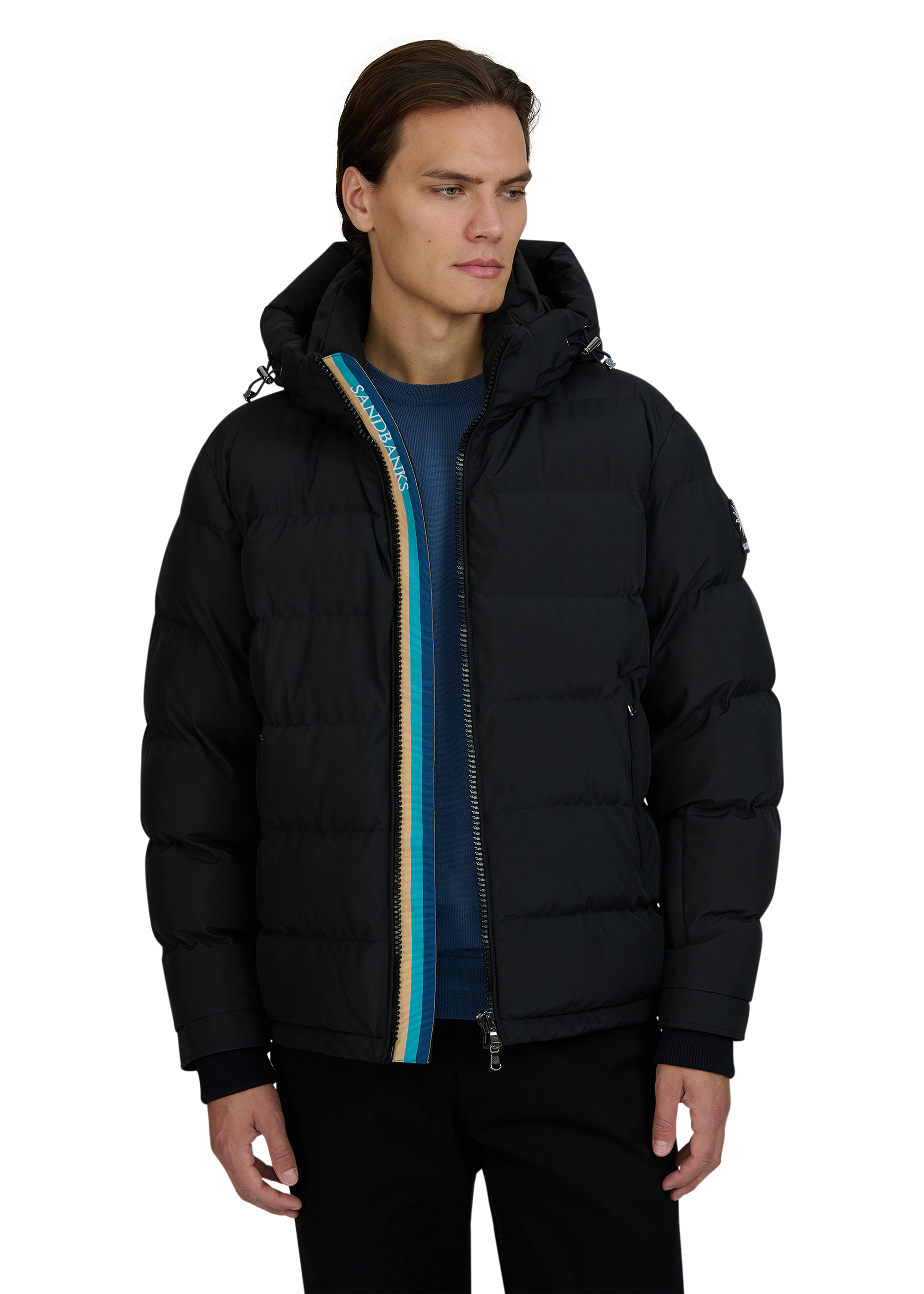 Sandbanks Banks Tri-Colour Puffer - Black