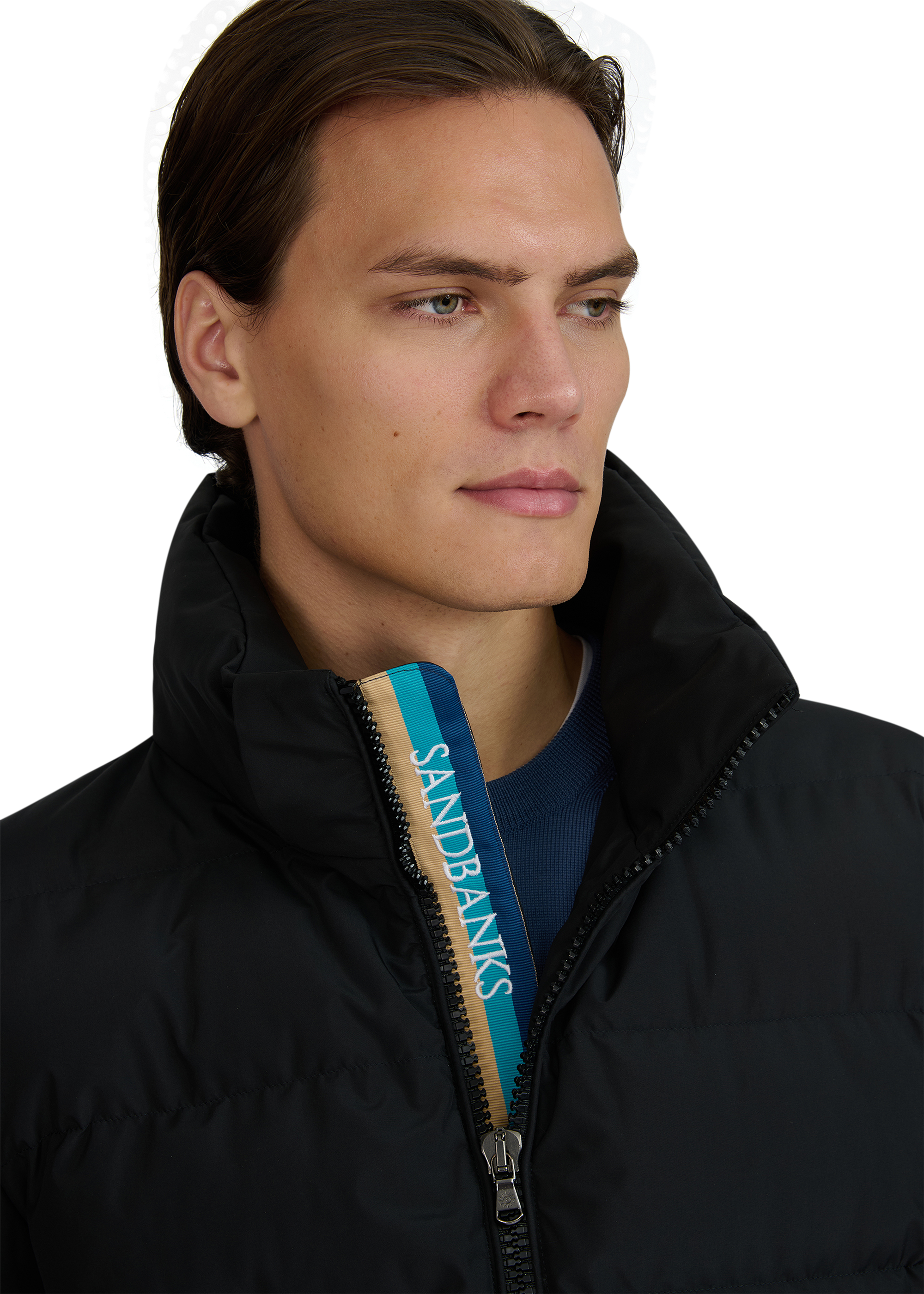 Sandbanks Banks Tri-Colour Puffer - Black
