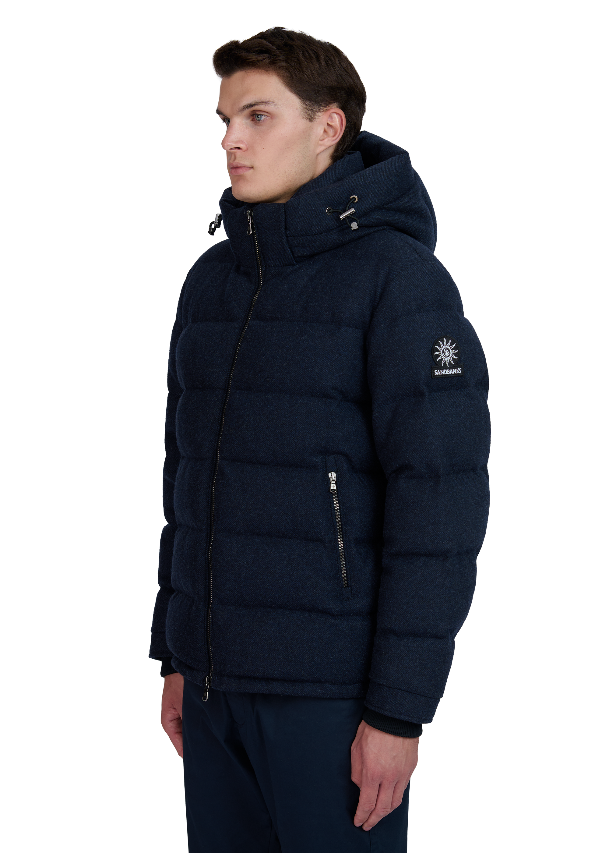 Sandbanks Banks Puffer Jacket - Navy Wool