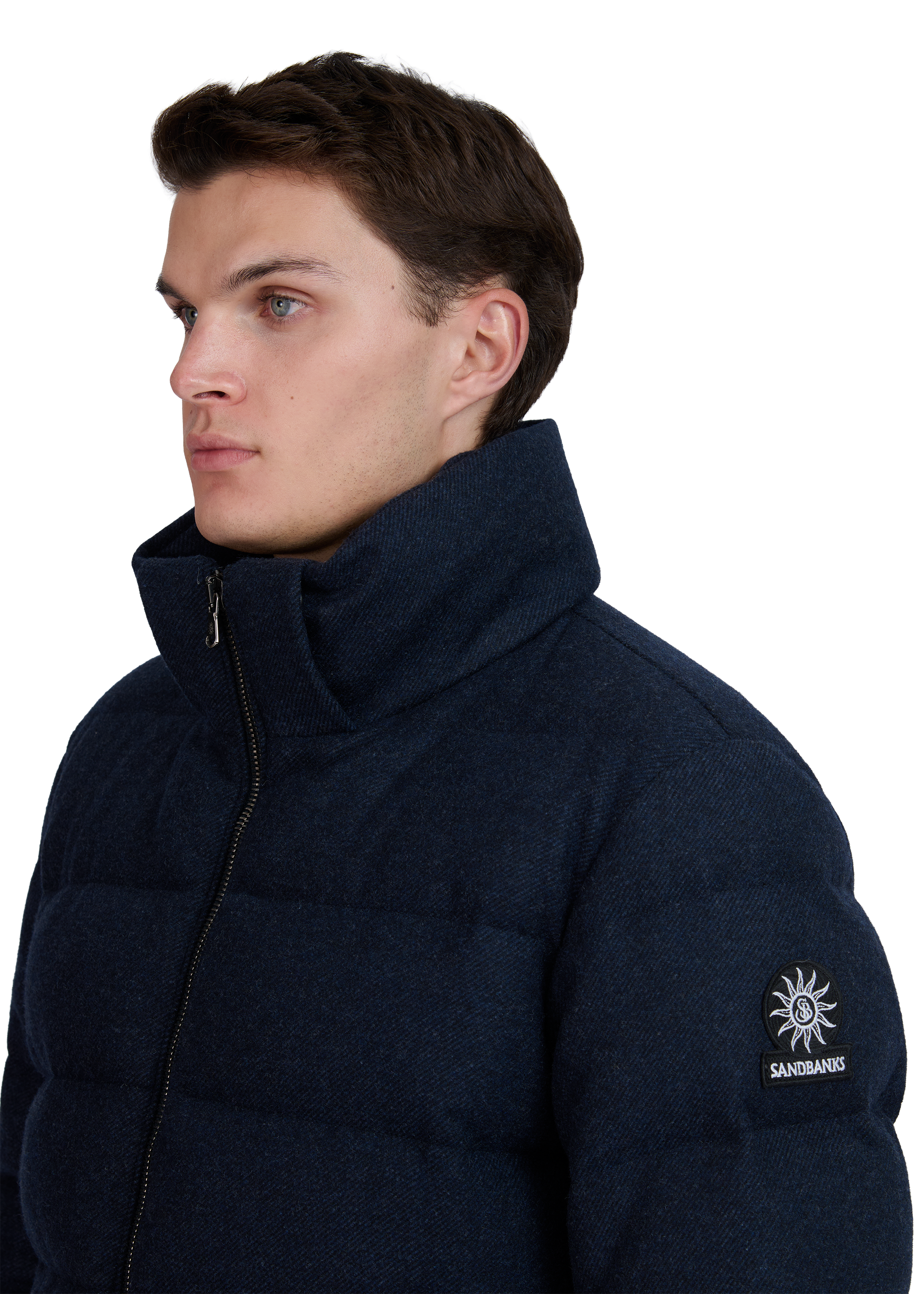 Sandbanks Banks Puffer Jacket - Navy Wool