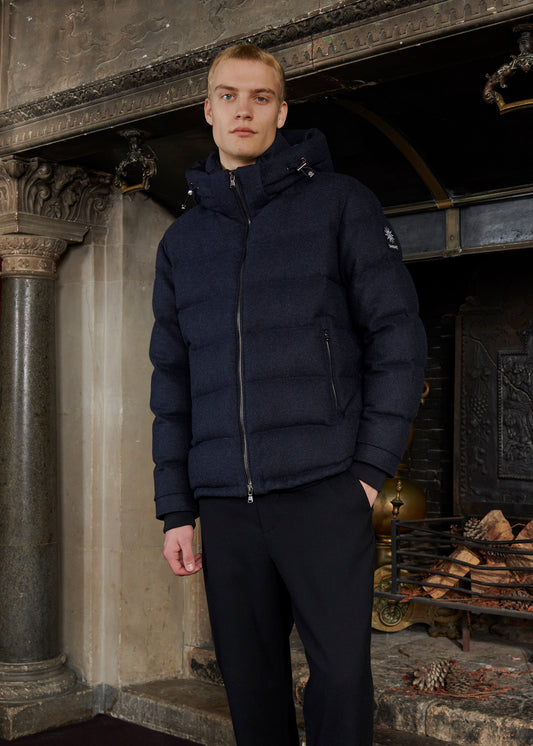 Sandbanks Banks Puffer Jacket - Navy Wool