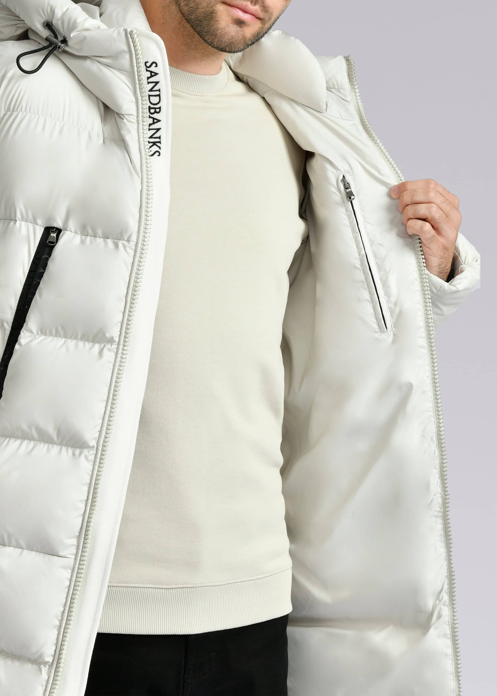 Sandbanks Ravine Mid Puffer Jacket - Stone - Sandbanks