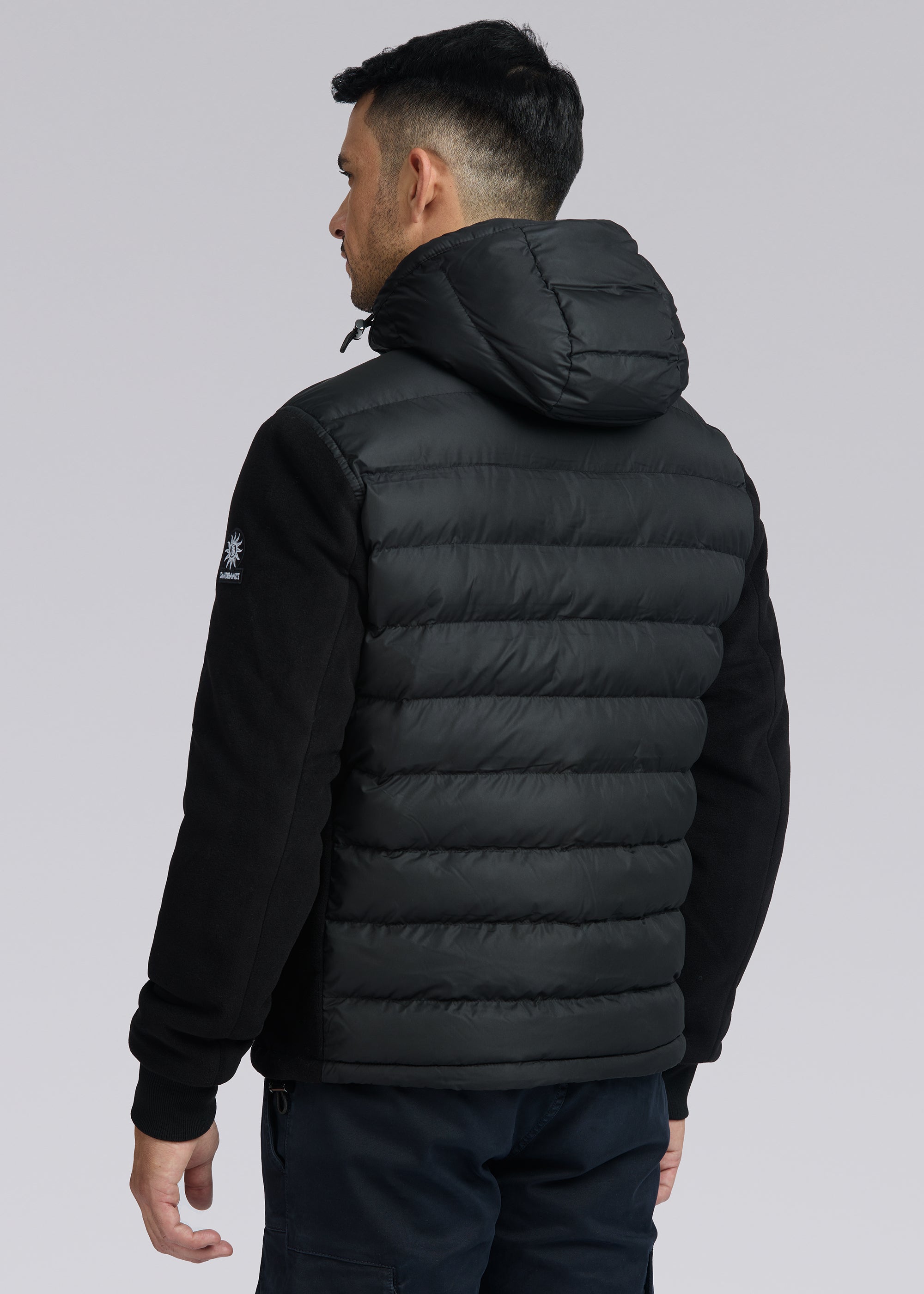 Sandbanks Outlander Polar Fleece Hooded Hybrid Jacket - Black - Sandbanks