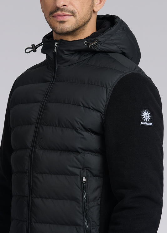 Sandbanks Outlander Polar Fleece Hooded Hybrid Jacket - Black - Sandbanks