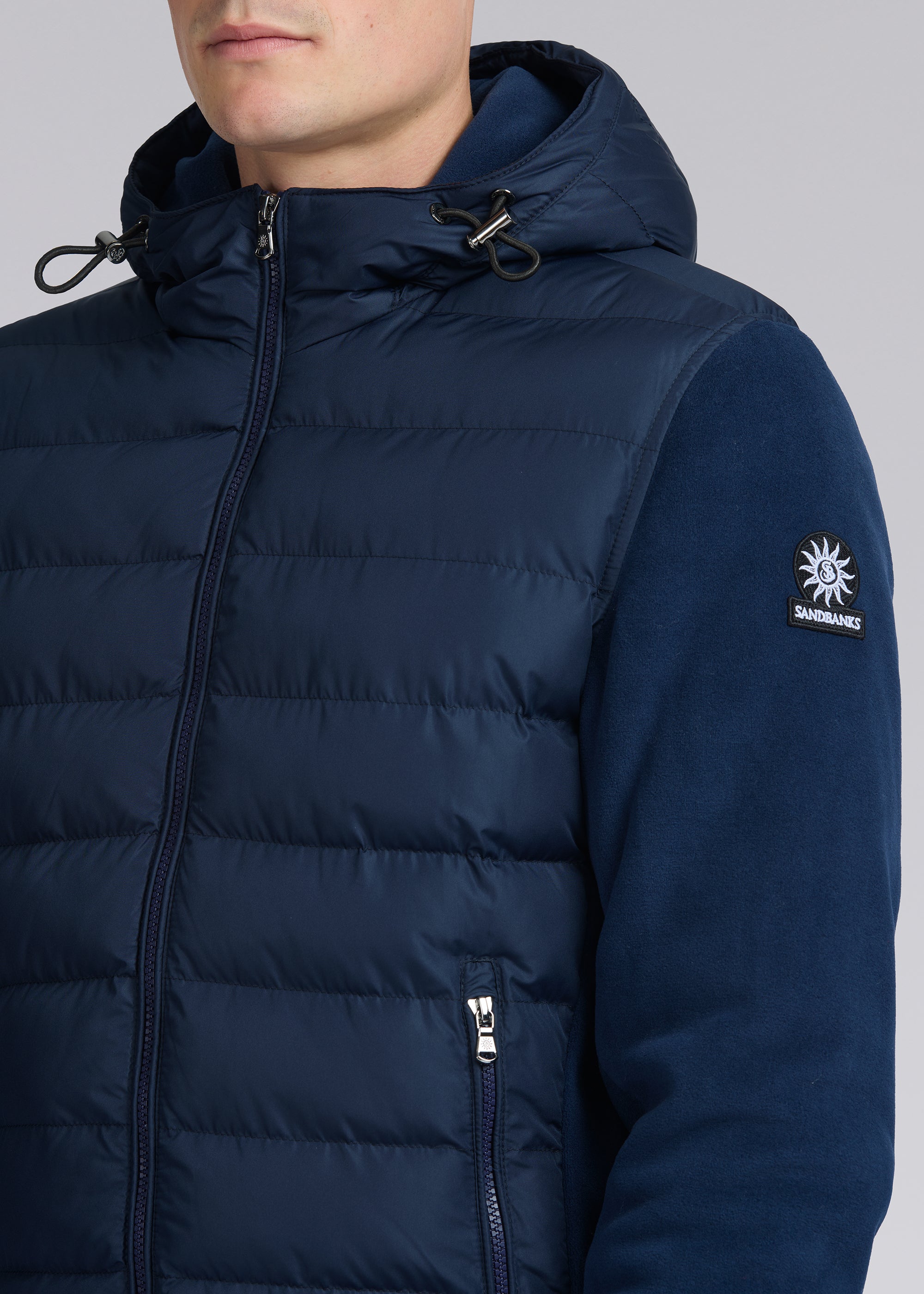 Sandbanks Outlander Polar Fleece Hooded Hybrid Jacket - Navy - Sandbanks