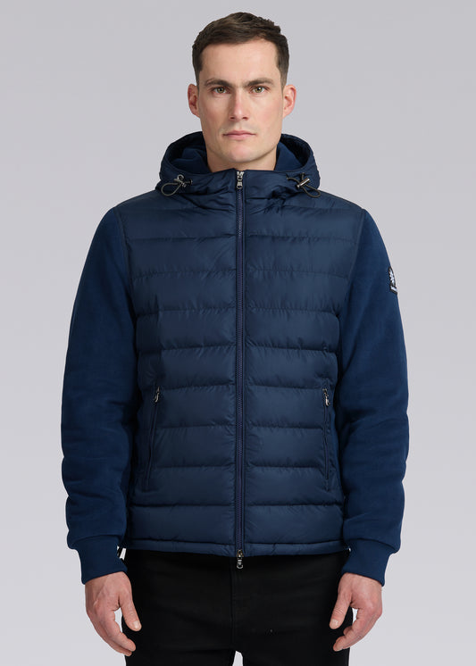 Sandbanks Outlander Polar Fleece Hooded Hybrid Jacket - Navy