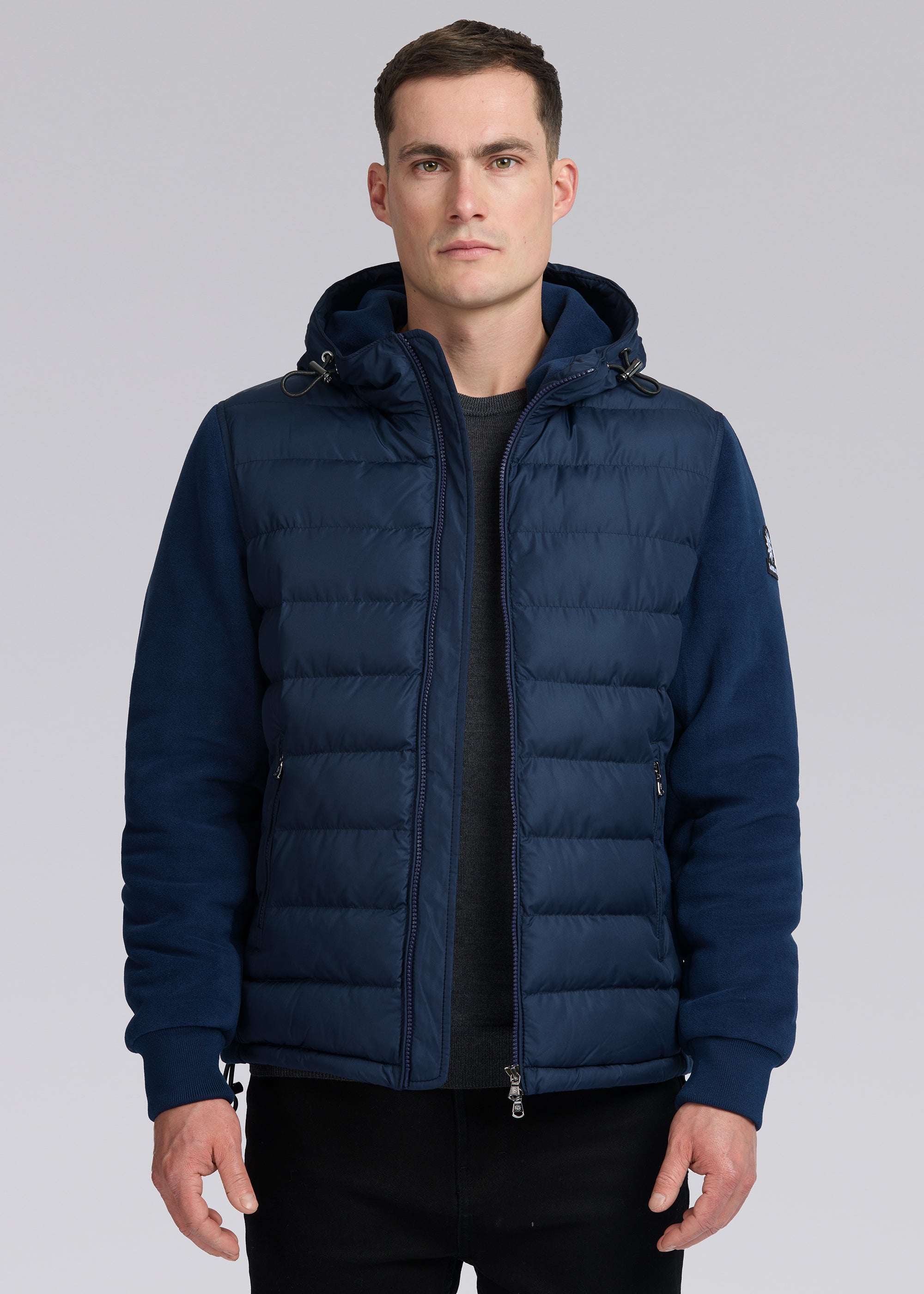 Sandbanks Outlander Polar Fleece Hooded Hybrid Jacket - Navy - Sandbanks