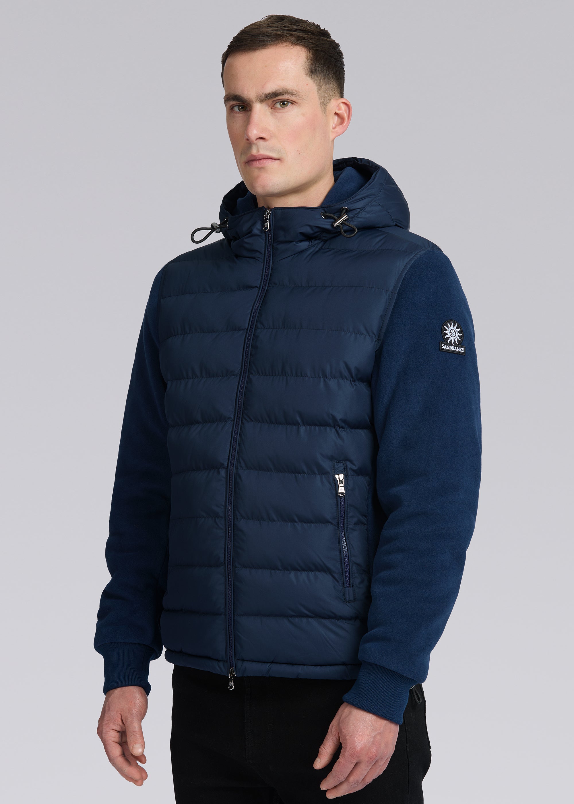 Sandbanks Outlander Polar Fleece Hooded Hybrid Jacket - Navy - Sandbanks