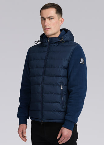 Sandbanks Outlander Polar Fleece Hooded Hybrid Jacket - Navy