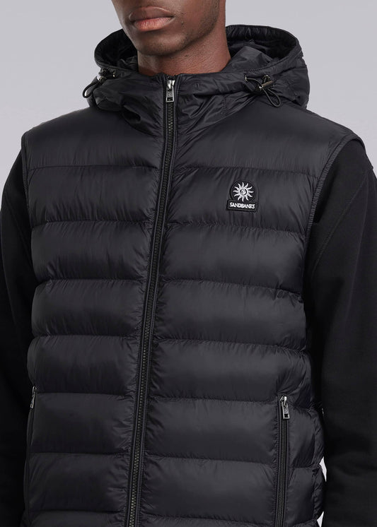 Sandbanks Frontier Hooded Puffer Gilet - Black