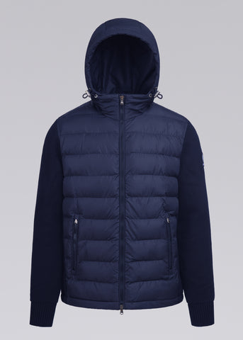 Sandbanks Hooded Hybrid Knit Jacket - Navy