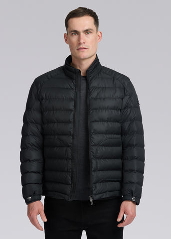 Sandbanks Racer Biker Micro Puffer Jacket - Black