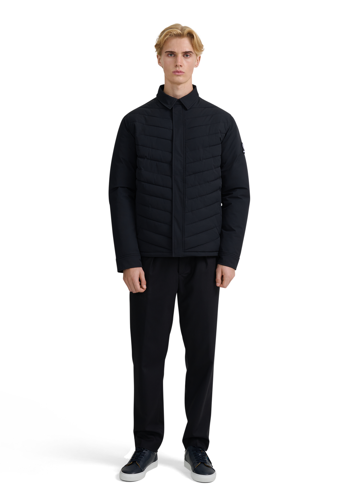 Eaton Chevron Quilted Overshirt - Black