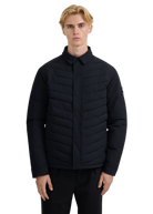 Eaton Chevron Quilted Overshirt - Black