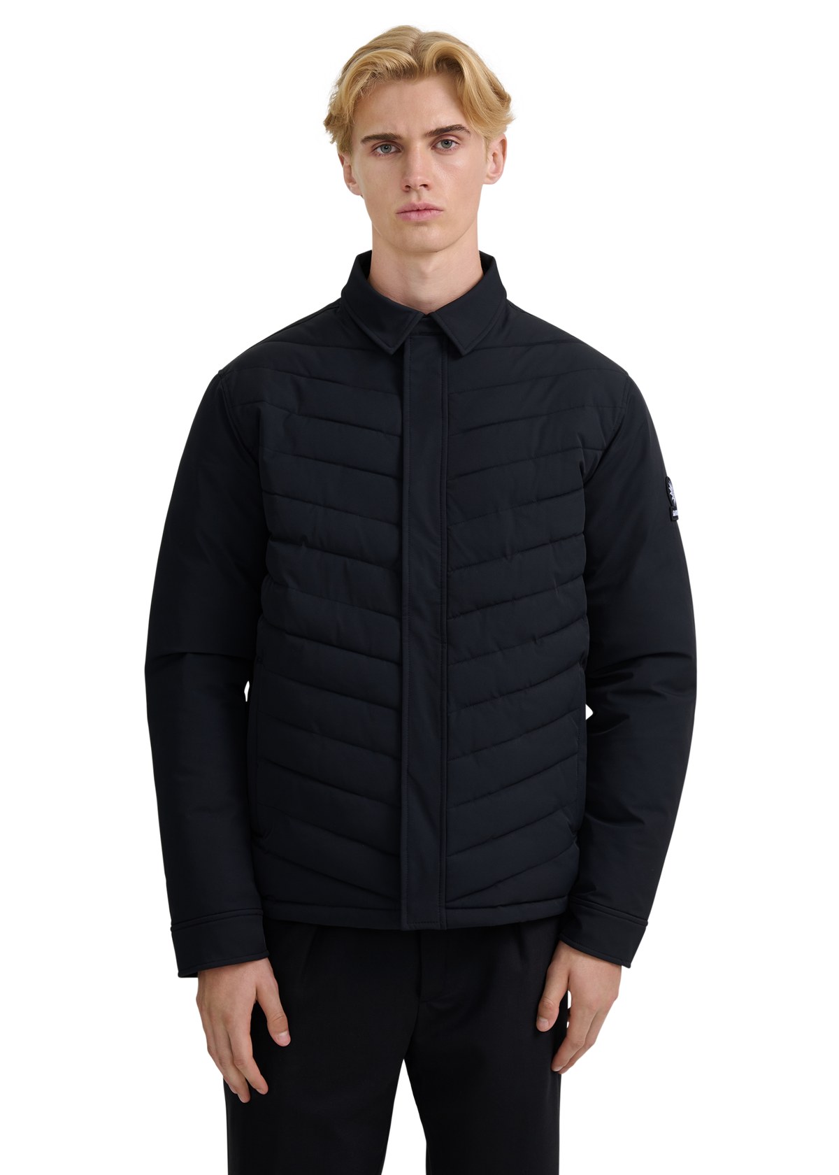 Eaton Chevron Quilted Overshirt - Black