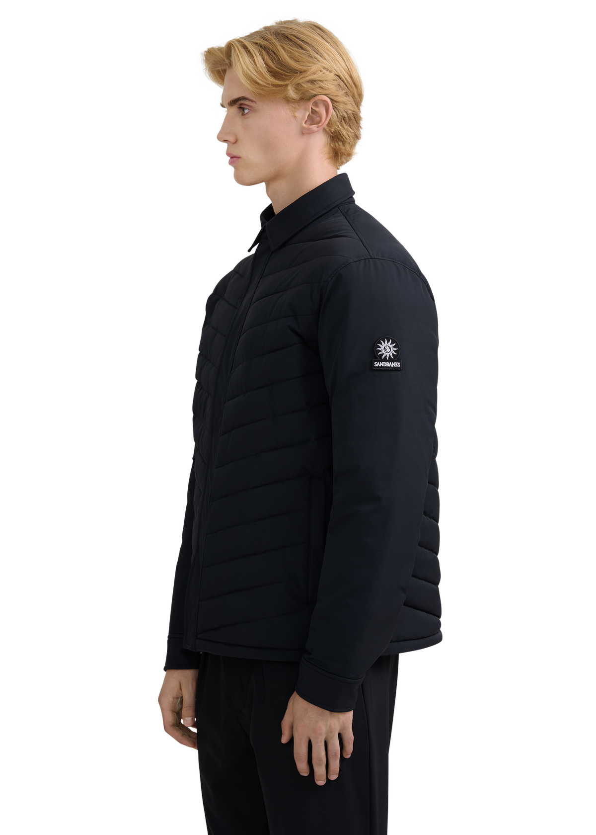 Eaton Chevron Quilted Overshirt - Black