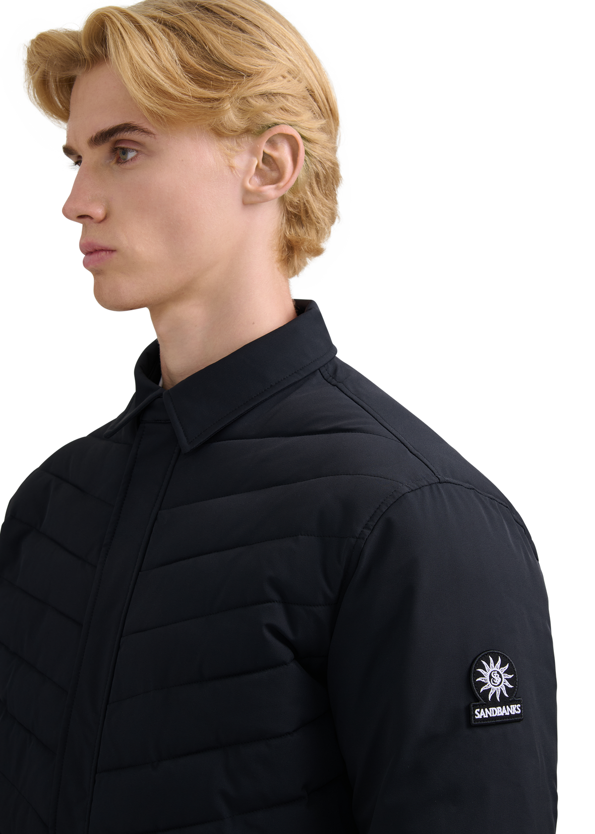 Eaton Chevron Quilted Overshirt - Black