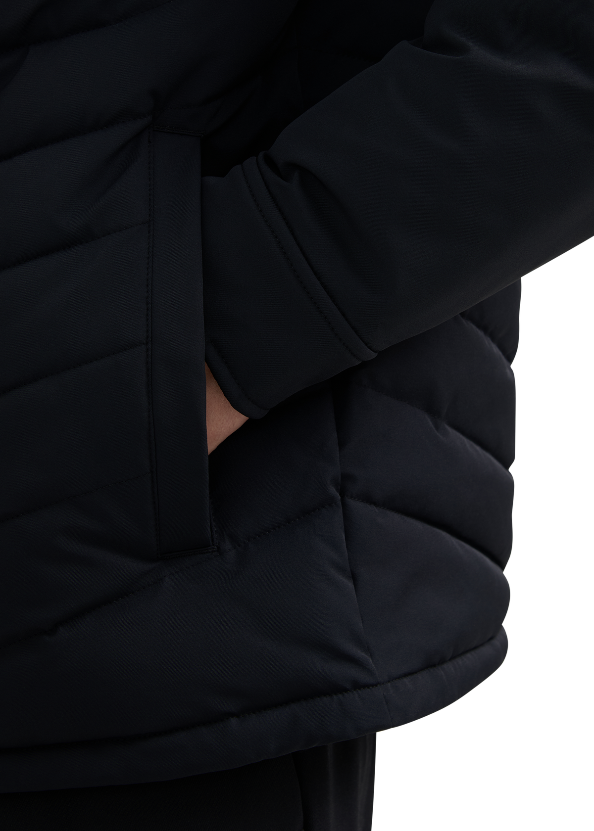 Eaton Chevron Quilted Overshirt - Black