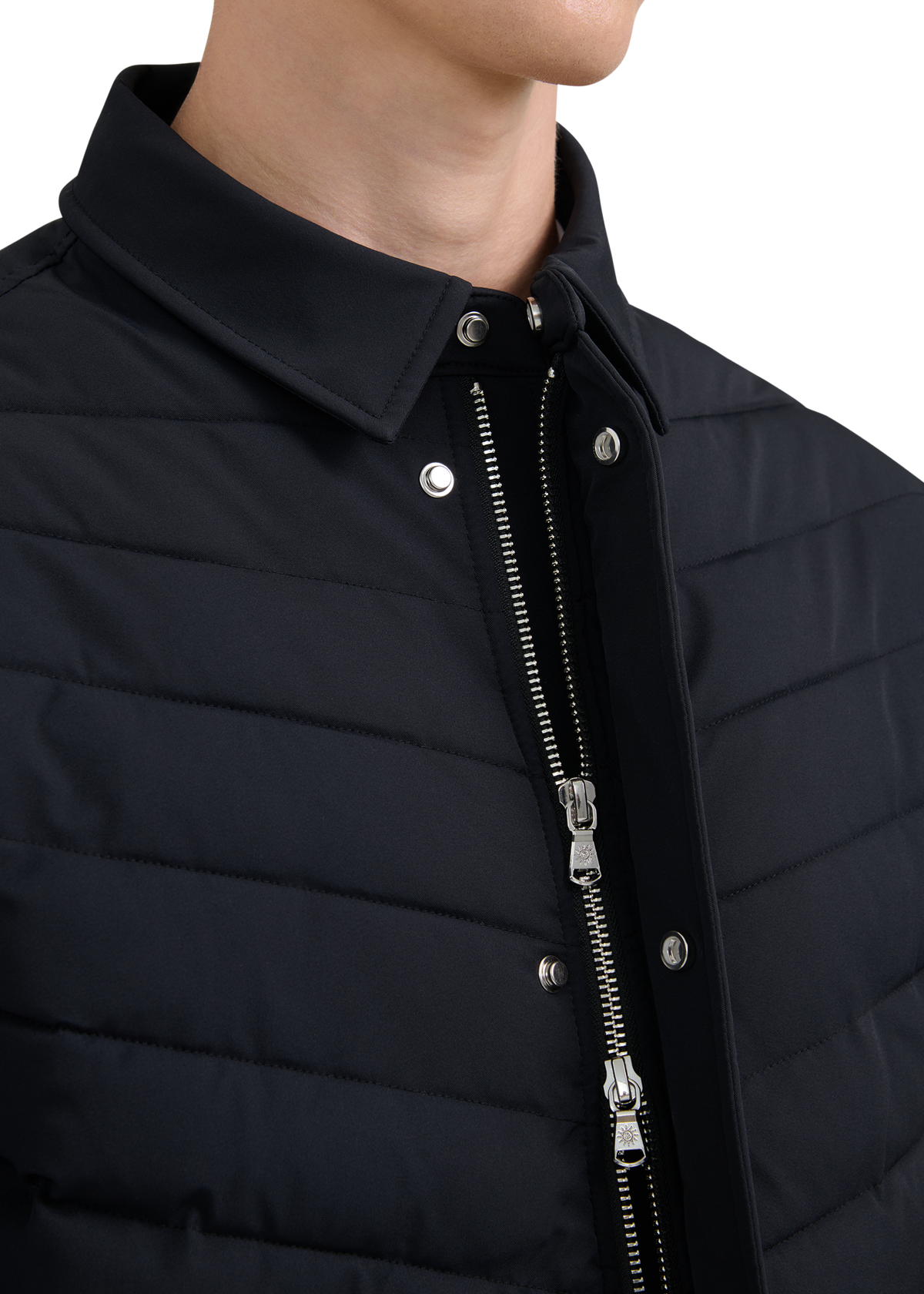 Eaton Chevron Quilted Overshirt - Black