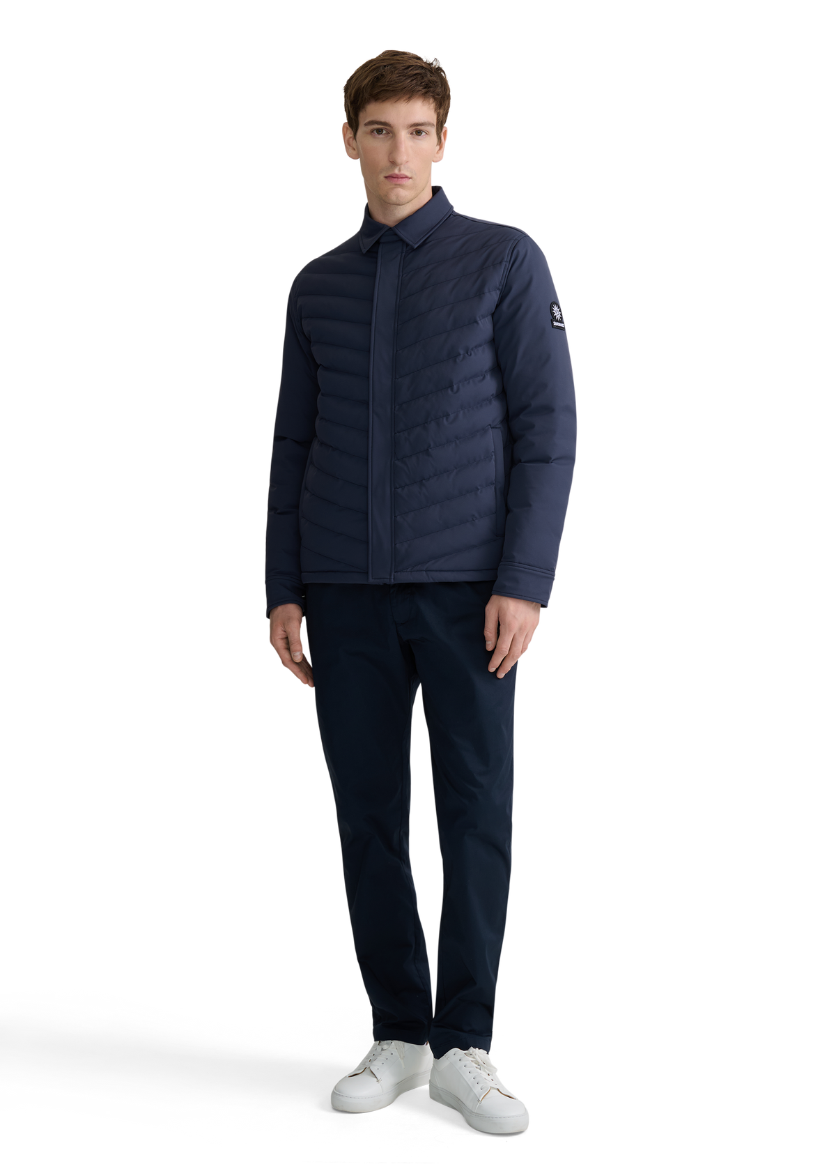 Eaton Chevron Quilted Overshirt - Navy