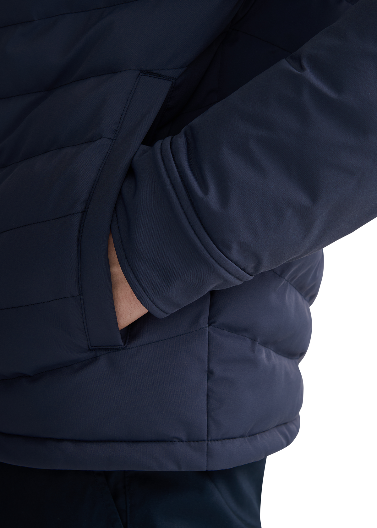 Eaton Chevron Quilted Overshirt - Navy