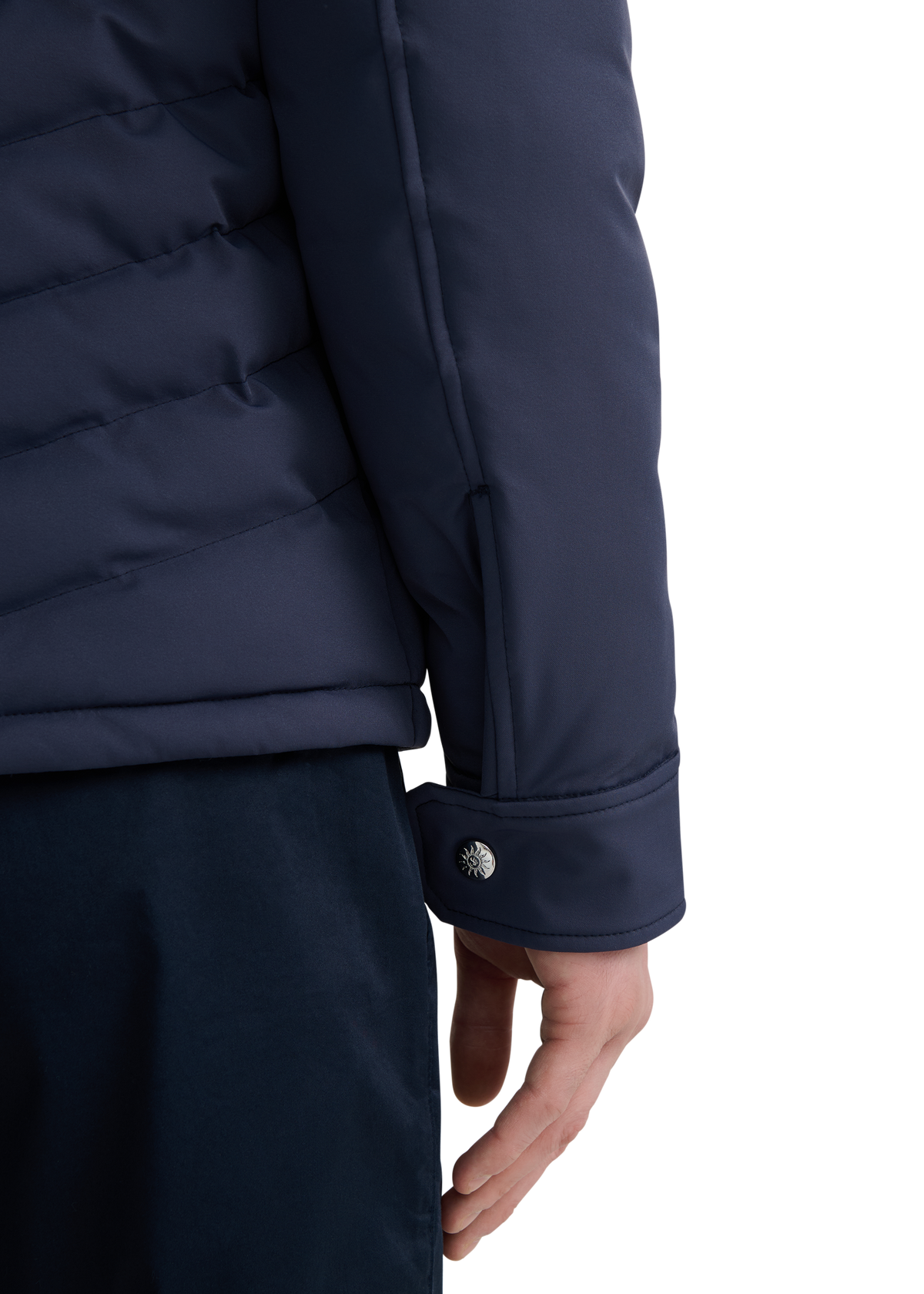 Eaton Chevron Quilted Overshirt - Navy