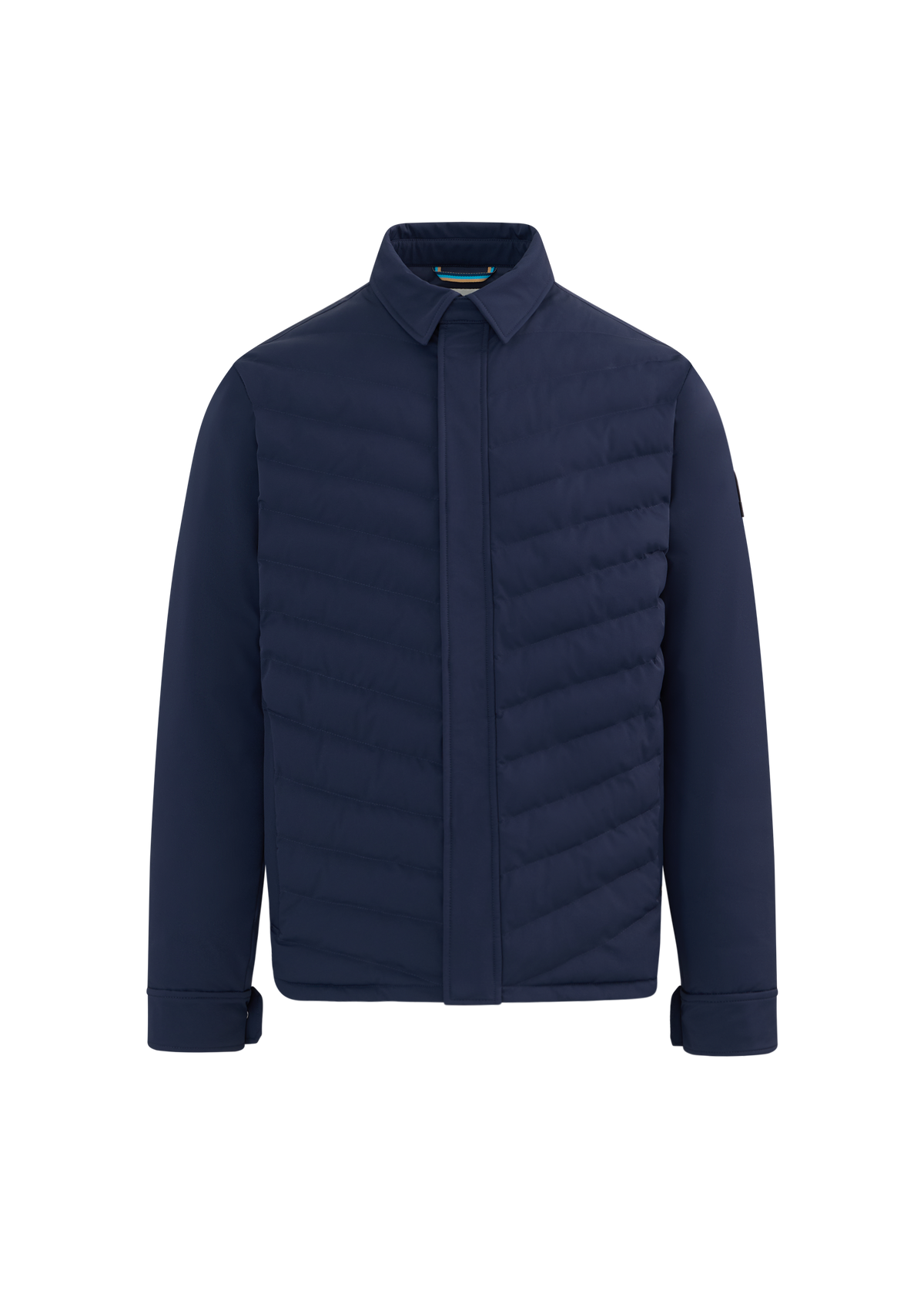 Eaton Chevron Quilted Overshirt - Navy