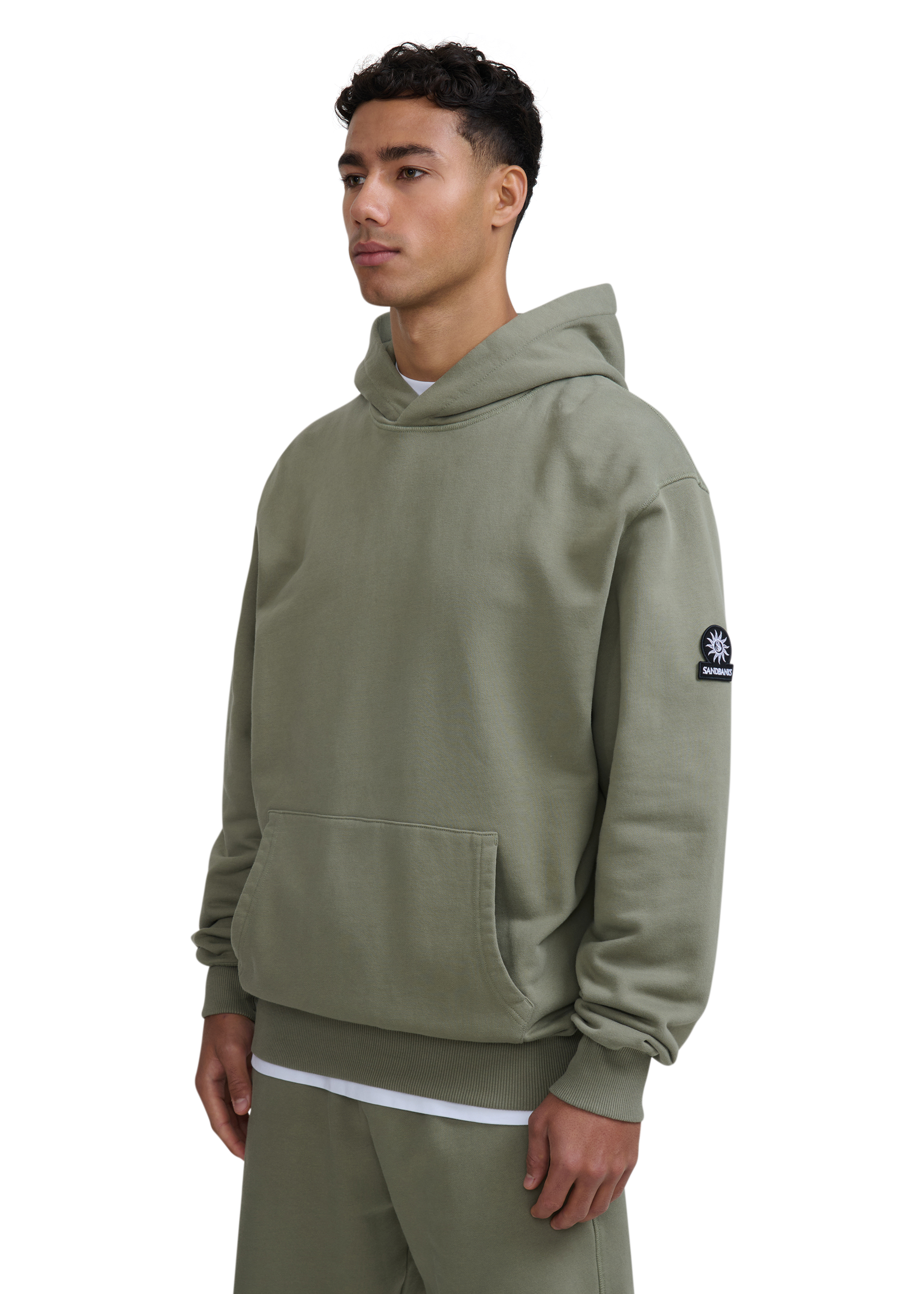 Sandbanks Badge Logo Hoodie - Army - Sandbanks