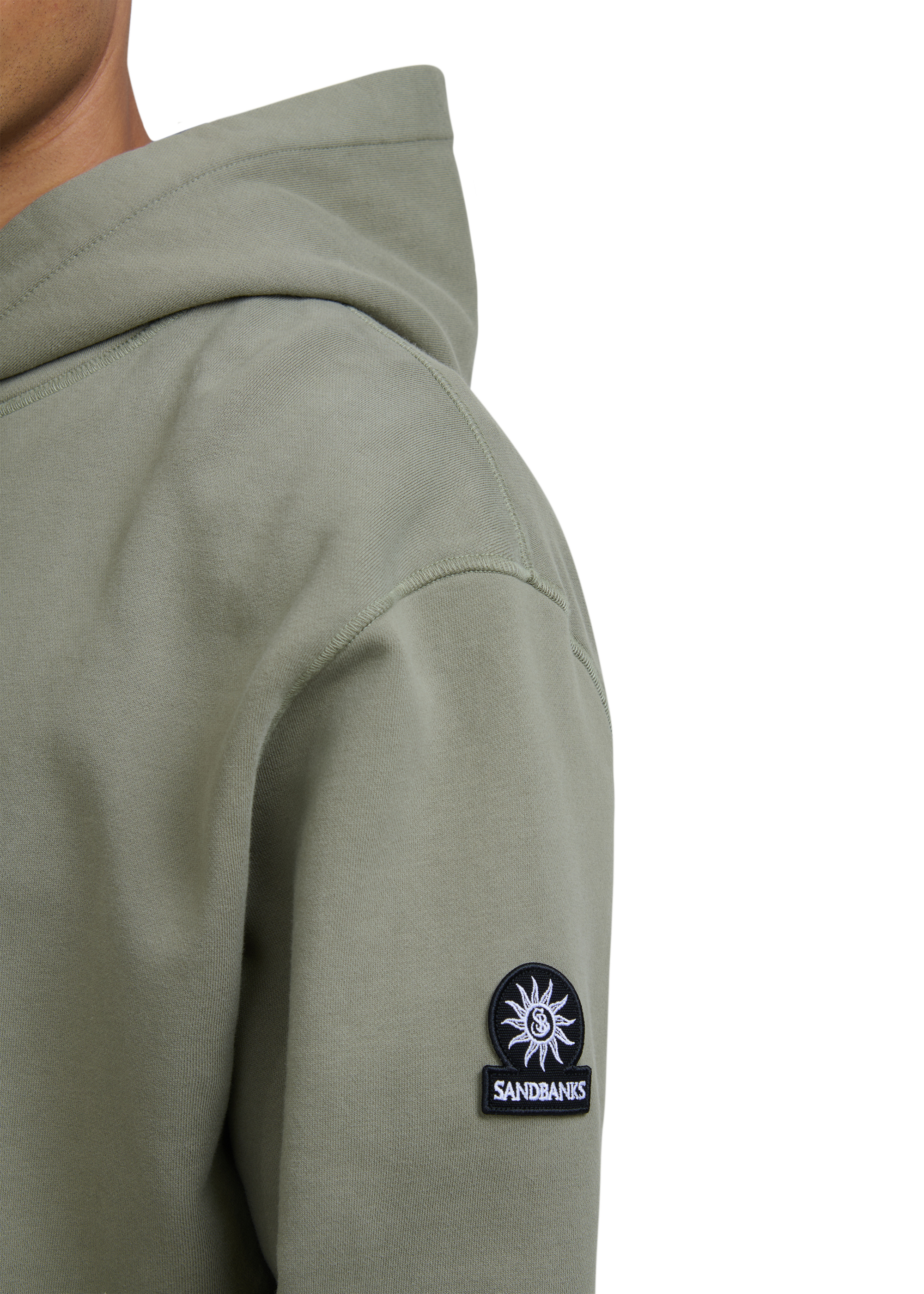 Sandbanks Badge Logo Hoodie - Army - Sandbanks