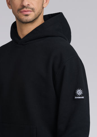 Sandbanks Badge Logo Hoodie - Black