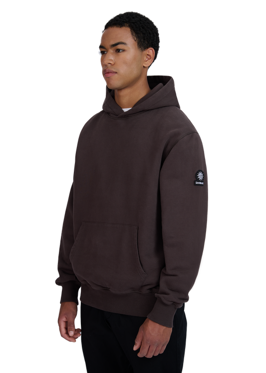Sandbanks Badge Logo Hoodie - Brown