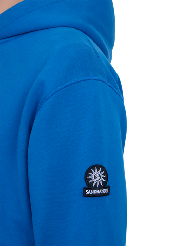 Sandbanks Badge Logo Hoodie - Cobalt Blue