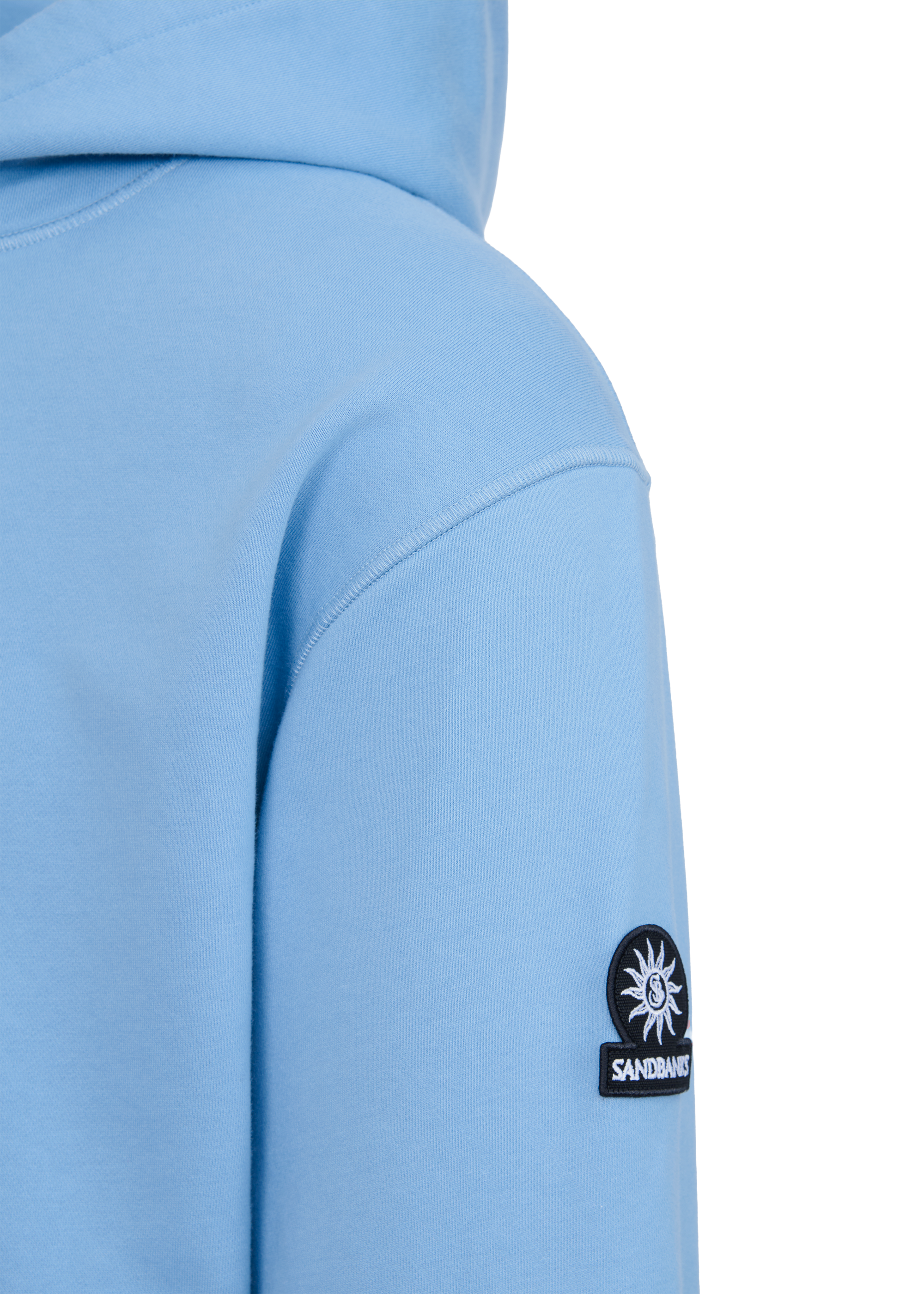 Sandbanks Badge Logo Hoodie - Dusty Blue