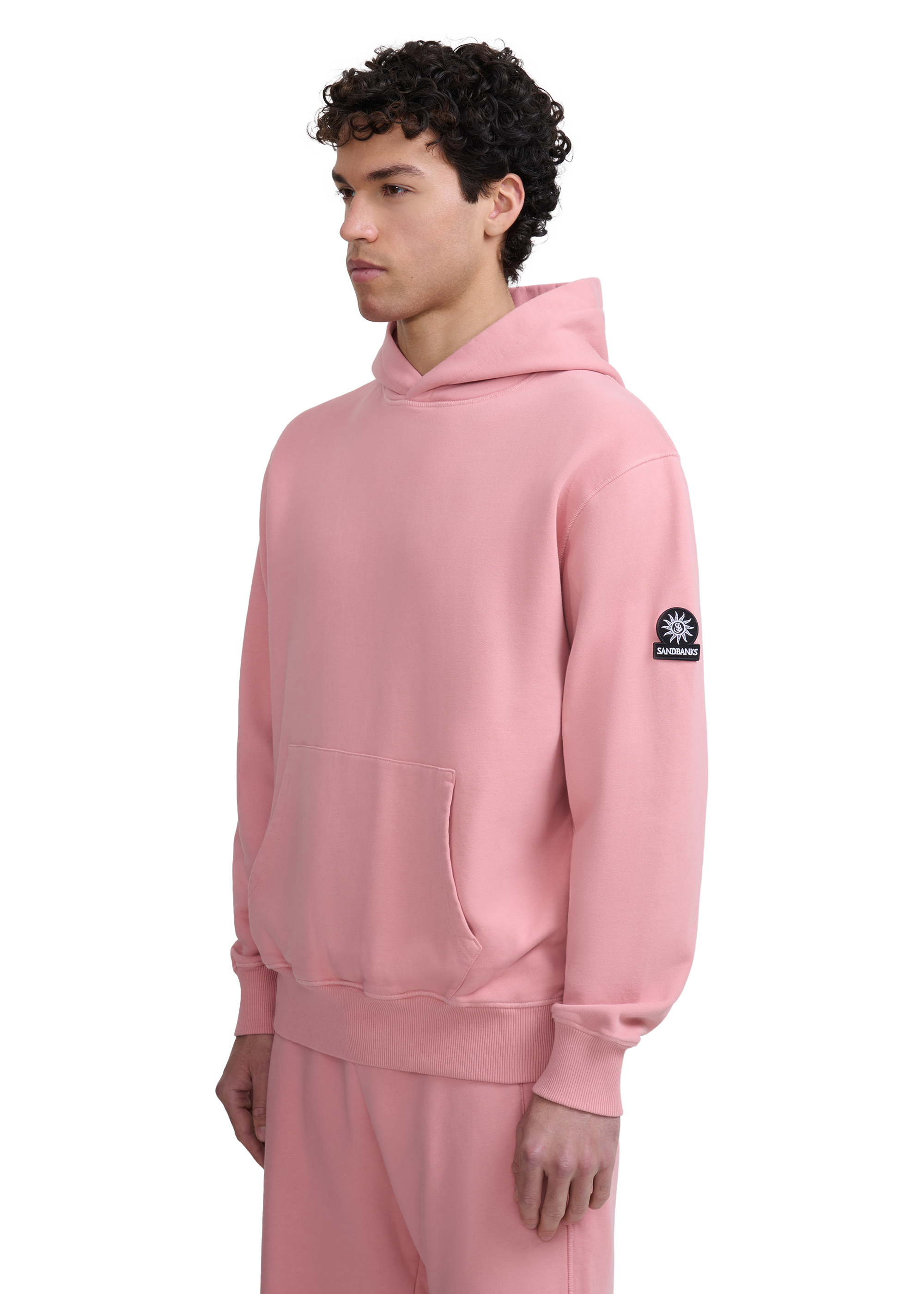 Sandbanks Badge Logo Hoodie - Dusty Pink