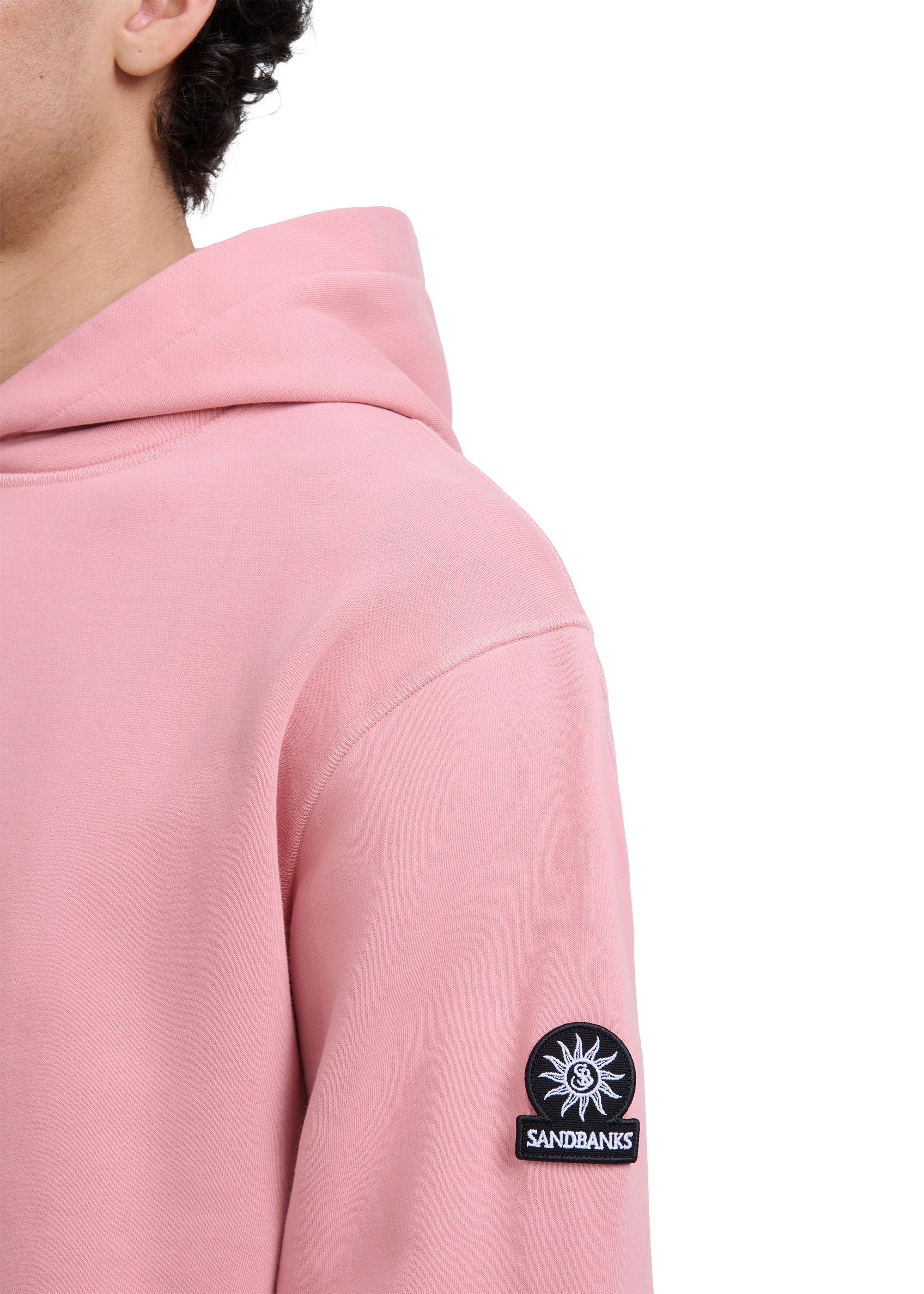 Sandbanks Badge Logo Hoodie - Dusty Pink