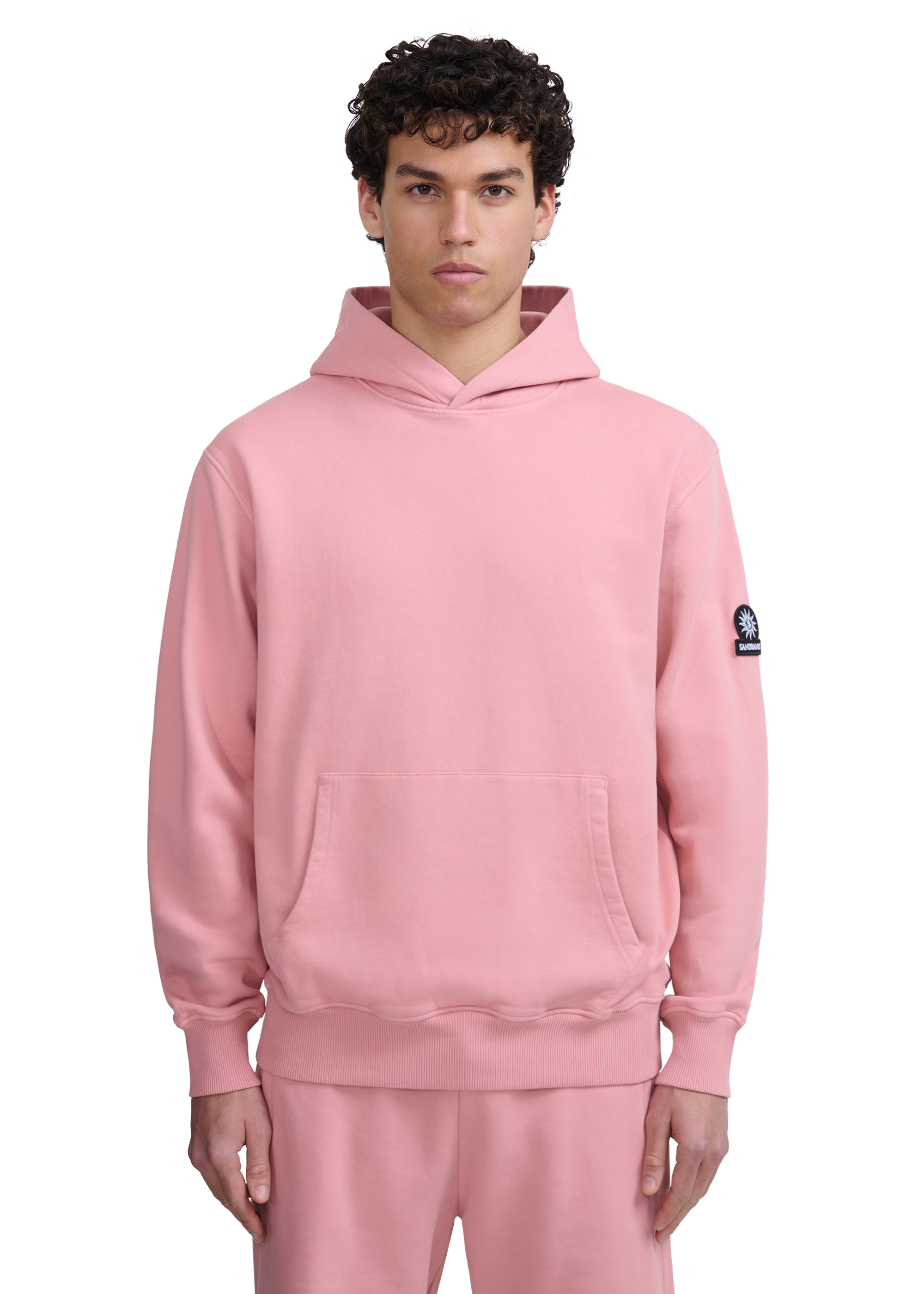 Sandbanks Badge Logo Hoodie - Dusty Pink