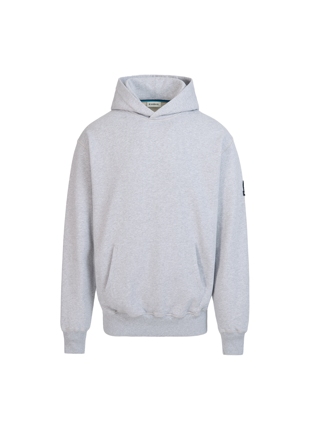 Sandbanks Badge Logo Hoodie - Grey Marl