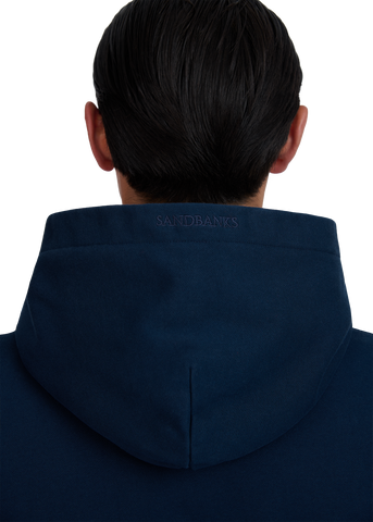 Sandbanks Badge Logo Hoodie - Navy
