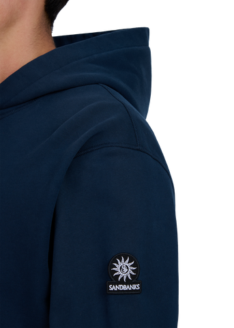 Sandbanks Badge Logo Hoodie - Navy