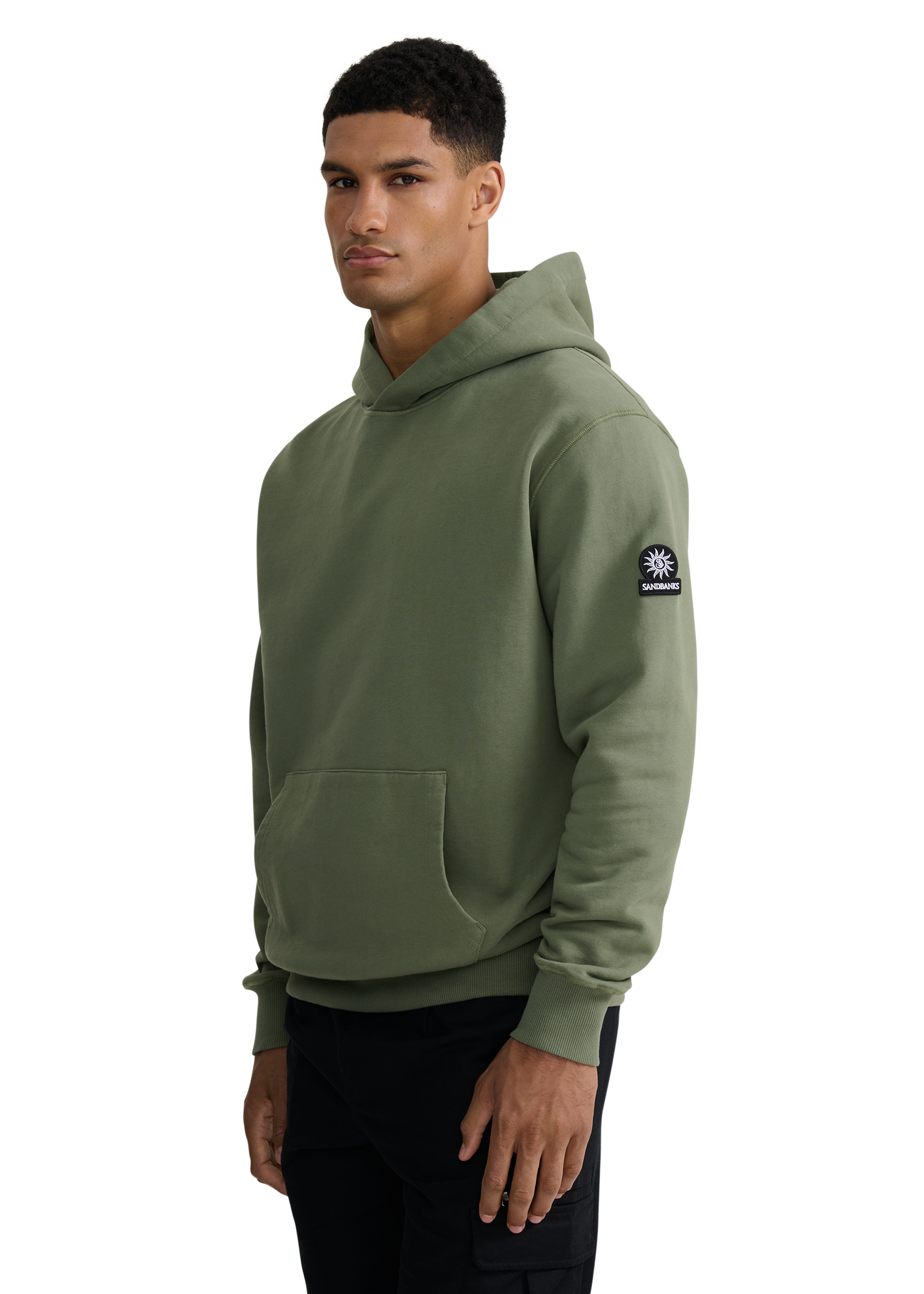 Sandbanks Badge Logo Hoodie - Olive
