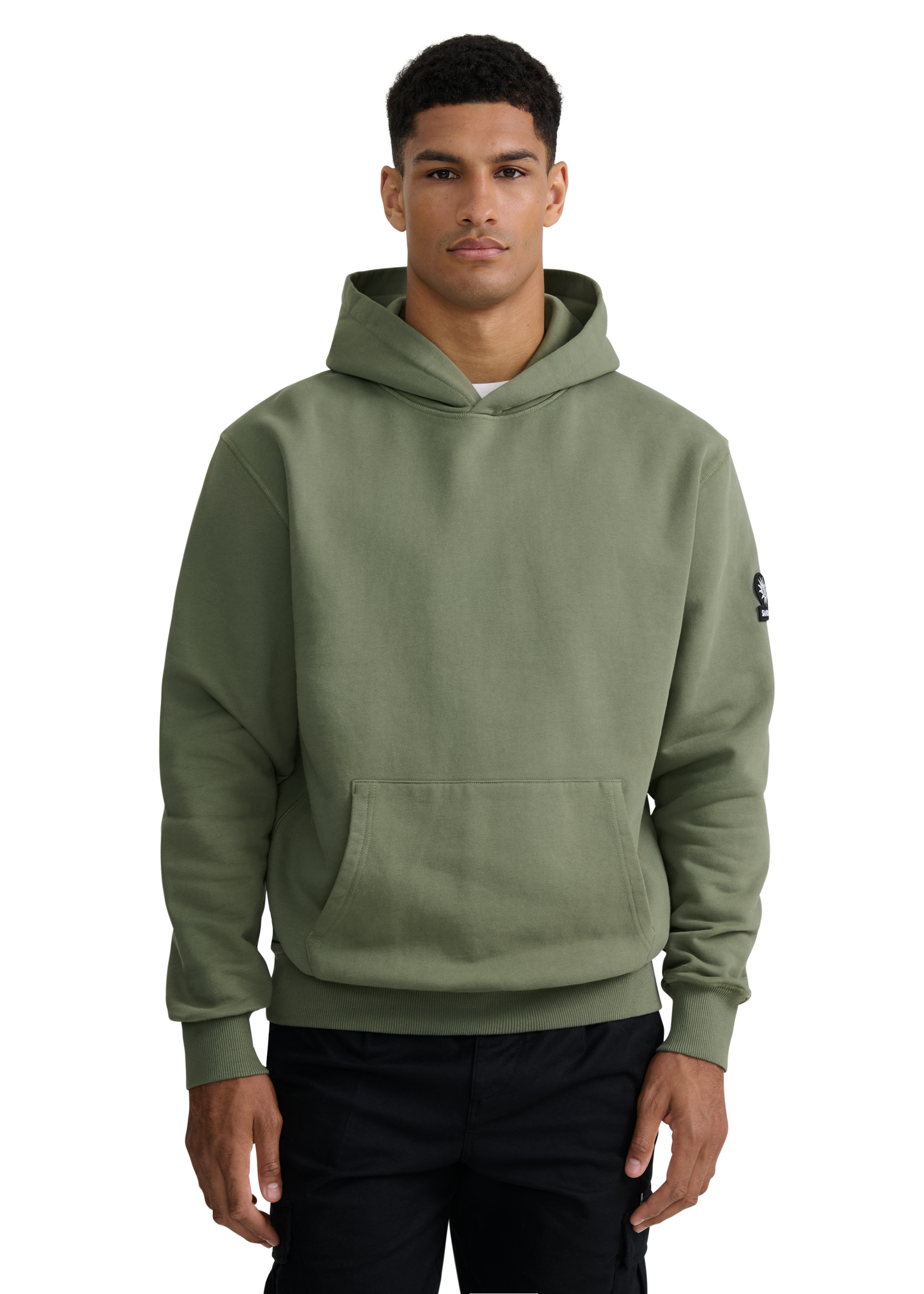 Sandbanks Badge Logo Hoodie - Olive