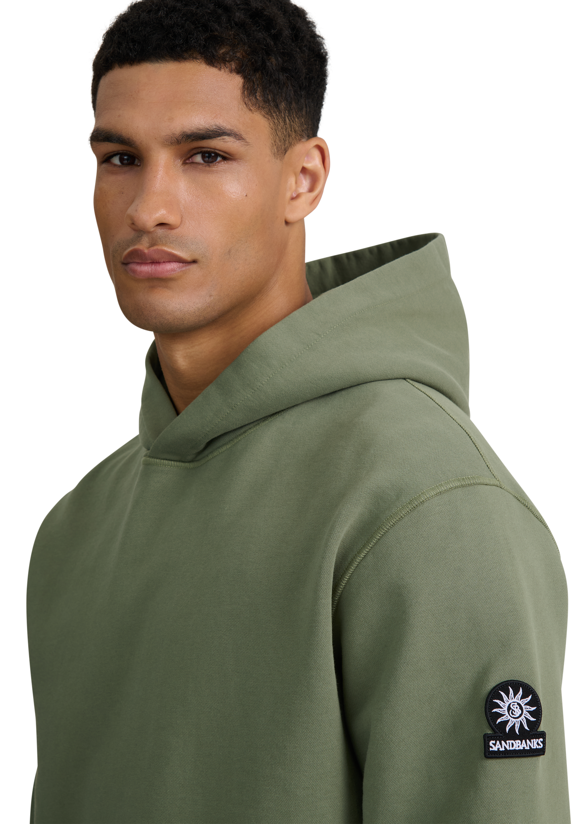 Sandbanks Badge Logo Hoodie - Olive