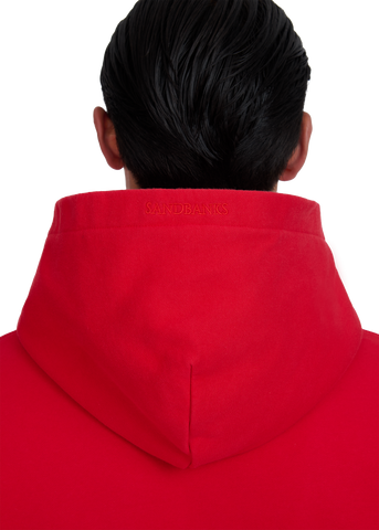 Sandbanks Badge Logo Hoodie - Red